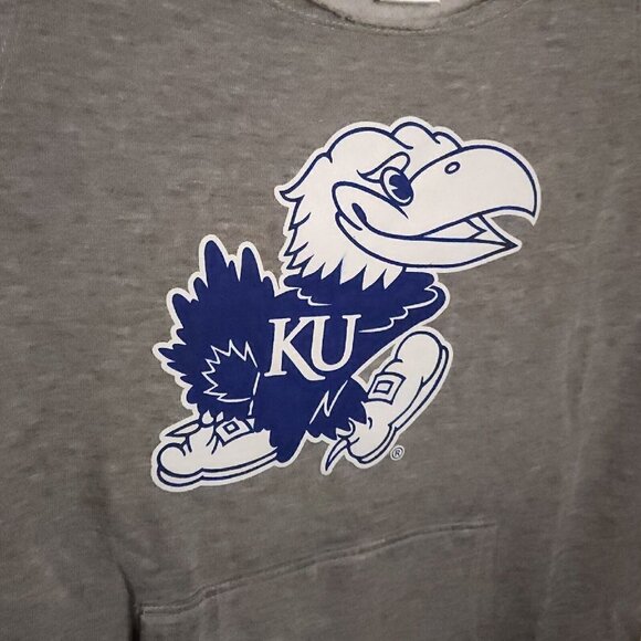 University Of Kansas New Grey Distressed Lightweight Sweatshirt 7 - Picture 3 of 7